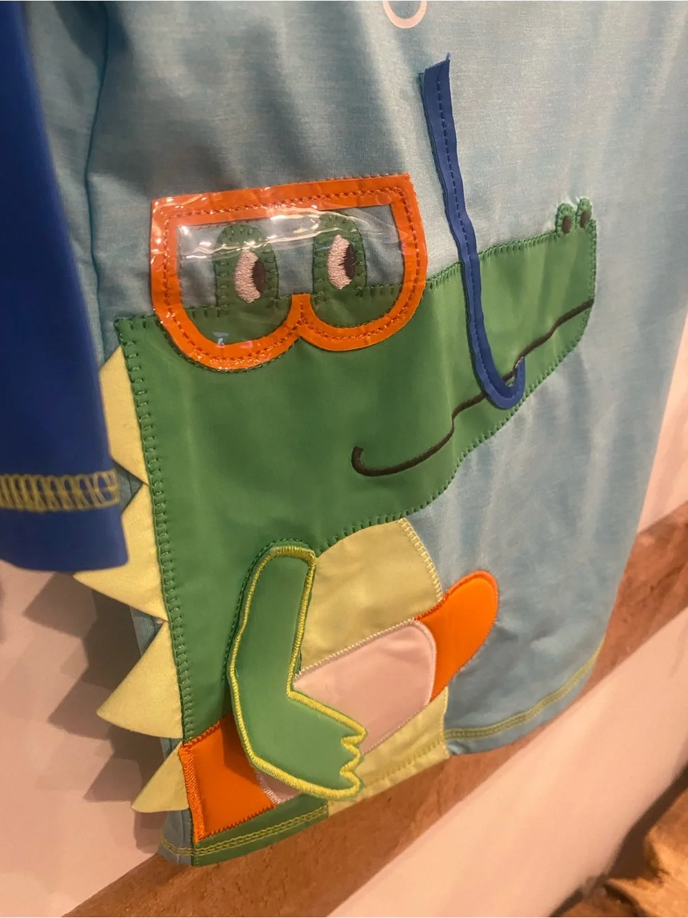 Mud Pie Boys Light Blue & Green Alligator UPF 50+ Swim Rashguard
